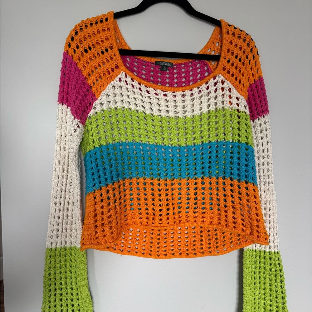 Wild Fable Multicolor Crochet Sweater